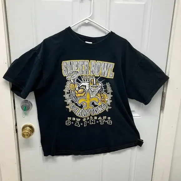 New Orleans Saints Super Bowl XLIV Champions Size XL Black T-shirt AAA3478DT - Picture 2 of 6
